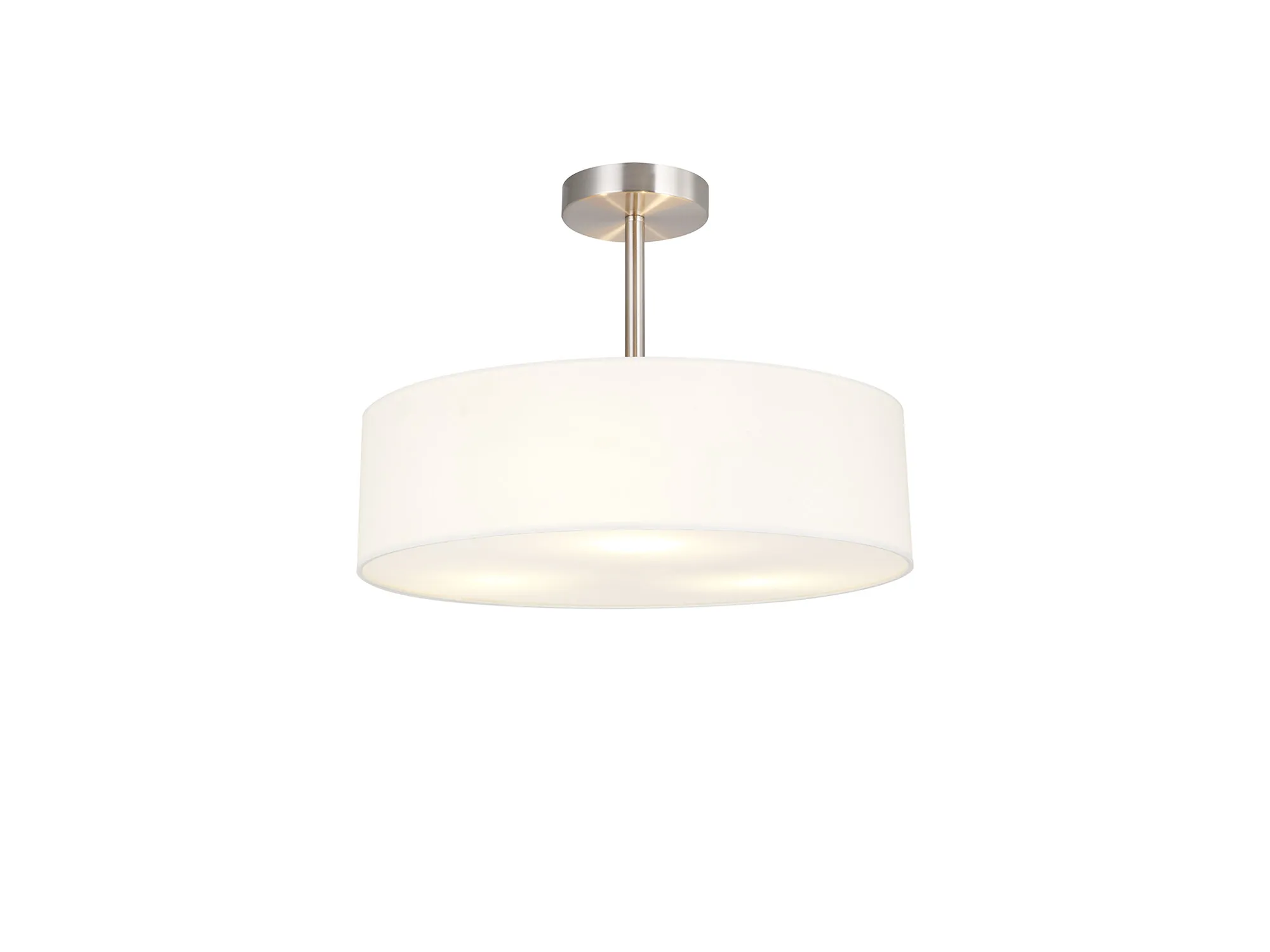 DK0715  Baymont 45cm Semi Flush 3 Light Satin Nickel; White